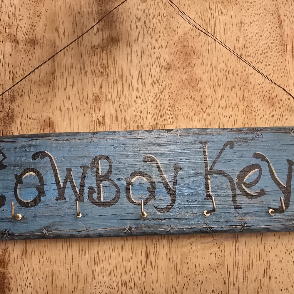 Rustic Blue Cowboy Key Holder